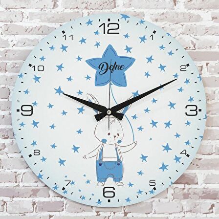 Kişiye Özel Çocuk Odası Hediyesi Ahşap Saat 33cm  KA02-1893