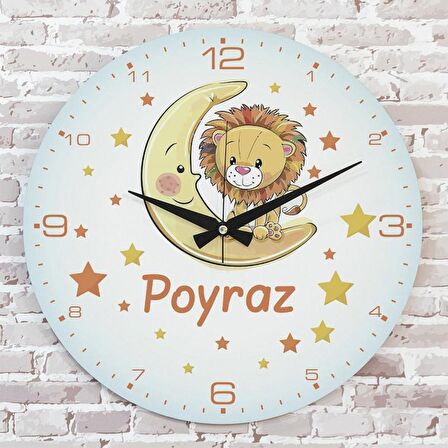 Kişiye Özel Çocuk Odası Hediyesi Ahşap Saat 33cm  KA02-1895