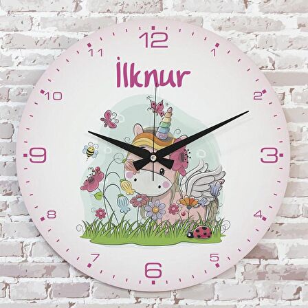 Kişiye Özel Çocuk Odası Hediyesi Ahşap Saat 33cm  KA02-1897
