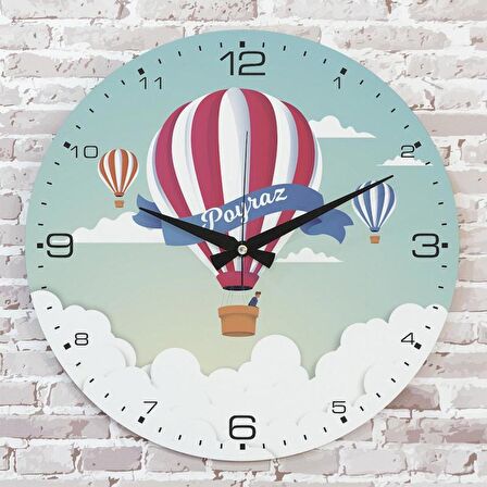 Kişiye Özel Çocuk Odası Hediyesi Ahşap Saat 33cm  KA02-1905