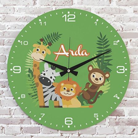 Kişiye Özel Çocuk Odası Hediyesi Ahşap Saat 33cm  KA02-1906