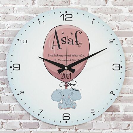 Kişiye Özel Çocuk Odası Hediyesi Ahşap Saat 33cm  KA02-1910