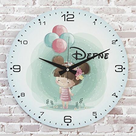 Kişiye Özel Çocuk Odası Hediyesi Ahşap Saat 33cm  KA02-1913