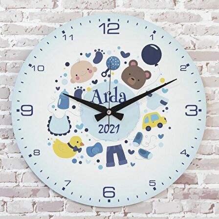 Kişiye Özel Çocuk Odası Hediyesi Ahşap Saat 33cm  KA02-1917