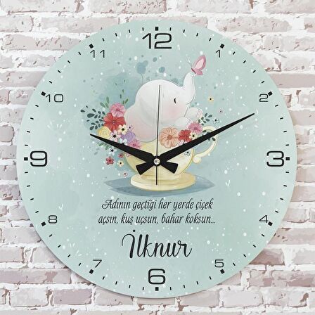 Kişiye Özel Çocuk Odası Hediyesi Ahşap Saat 33cm  KA02-1923