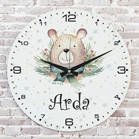 Kişiye Özel Çocuk Odası Hediyesi Ahşap Saat 33cm  KA02-1924