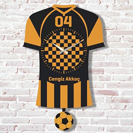 Kişiye Özel Ağrılılara Hediye Sallanan Sarı & Siyah Sarkaçlı Saat KA07-1245