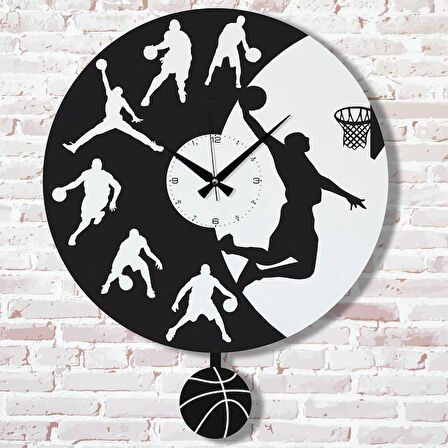Kişiye Özel Basketbol Tasarımlı Hediye Sallanan Sarkaçlı Saat KA07-1321