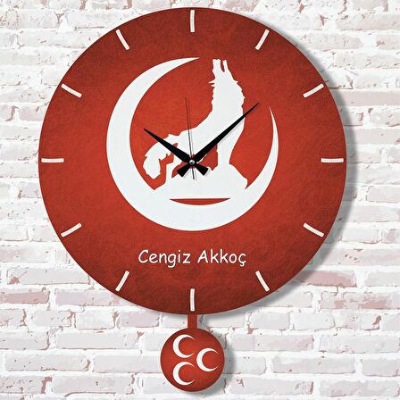 Kişiye Özel Bozkurt Tasarımlı Hediye Sallanan Sarkaçlı Saat KA07-1345