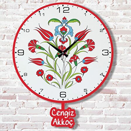 Kişiye Özel Çini Desenli Hediye Sallanan Sarkaçlı Saat KA07-1364
