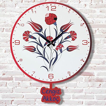 Kişiye Özel Çini Desenli Hediye Sallanan Sarkaçlı Saat KA07-1366