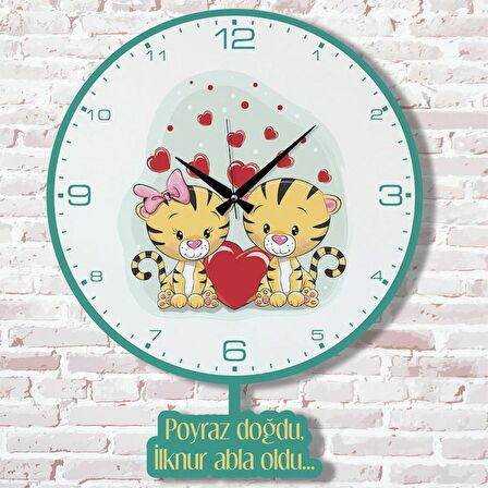 Kişiye Özel Çocuk Odası Hediye Sallanan Sarkaçlı Saat KA07-1385