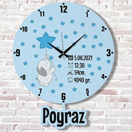 Kişiye Özel Çocuk Odası Hediye Sallanan Sarkaçlı Saat KA07-1424