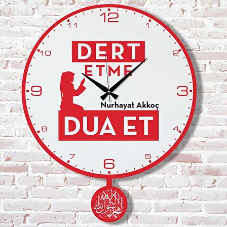 Kişiye Özel Dert etme, Dua et Tasarımlı Hediye Sallanan Sarkaçlı Saat KA07-1438