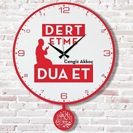 Kişiye Özel Dert etme, Dua et Tasarımlı Hediye Sallanan Sarkaçlı Saat KA07-1439