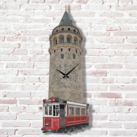 Kişiye Özel Galata Kulesi & Tramvay Tasarımlı Sallanan Sarkaçlı Saat KA07-1474