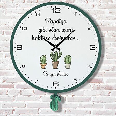 Kişiye Özel Kaktüse Çevirdiler Hediye Sallanan Sarkaçlı Saat KA07-1523