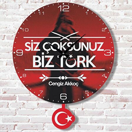 Kişiye Özel Siz Çoksunuz, Biz Türk Tasarımlı Hediye Sallanan Sarkaçlı Saat KA07-1632
