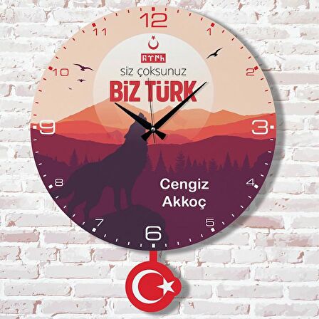 Kişiye Özel Siz Çoksunuz, Biz Türk Tasarımlı Hediye Sallanan Sarkaçlı Saat KA07-1633
