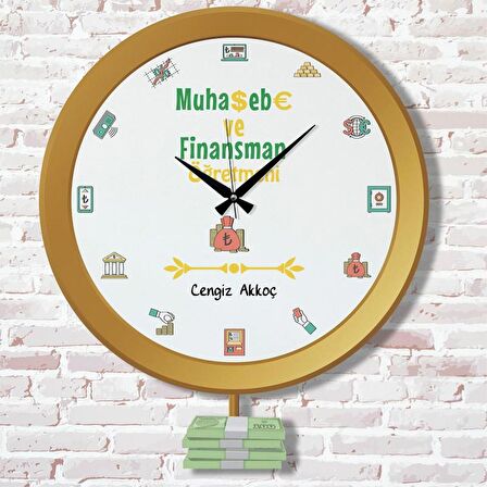 Muhasebe ve Finansman Öğretmenine Hediye Sonsuz Takvimli Saat Hediye Sallanan Sarkaçlı Saat KA07-1720