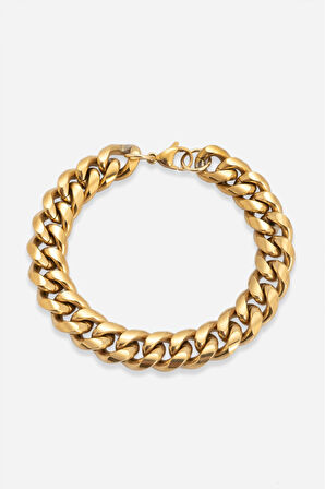 12mm Retro Çelik Gold Erkek Bileklik