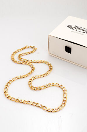 7mm 316L Çelik Gold Erkek Zincir Kolye