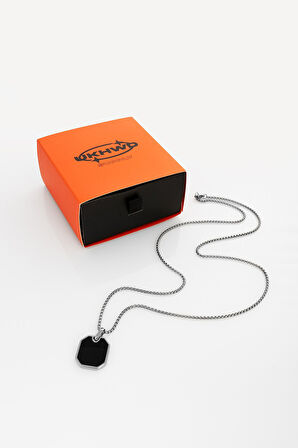 316L Çelik Oniks Kolye KA1165GM