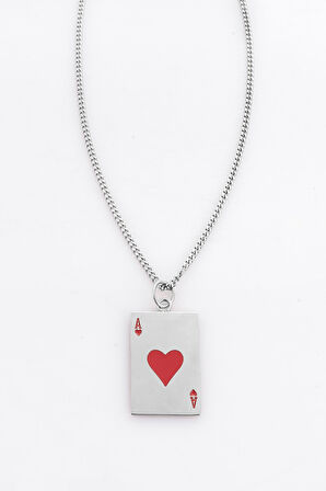 316L Çelik Silver Poker Kolye