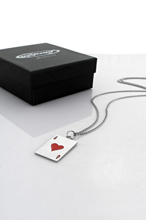 316L Çelik Silver Poker Kolye