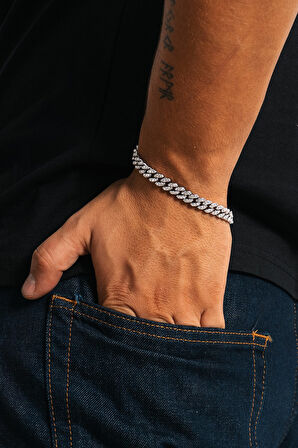 8mm Iced Out Cuban Chain Erkek Bileklik