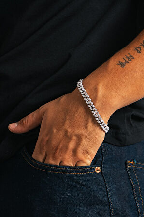 8mm Iced Out Cuban Chain Erkek Bileklik
