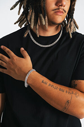 8mm Iced Out Cuban Chain Erkek Bileklik