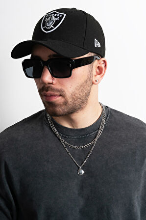 İki Zincir Çelik Minimal Madalyon Kolye