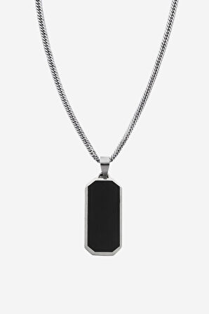 316L Çelik Baget Black Onix Kolye