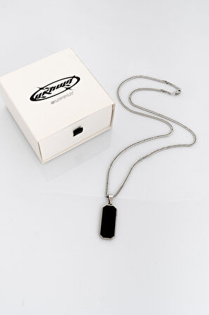 316L Çelik Baget Black Onix Kolye