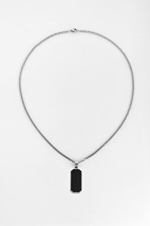 316L Çelik Baget Black Onix Kolye