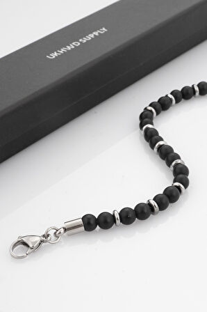 316L Paslanmaz Çelik 5mm Onix Taşlı Erkek Bileklik