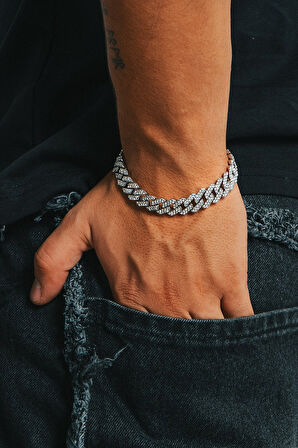 10mm Iced Out Prong Chain Erkek Bileklik KA1372GM