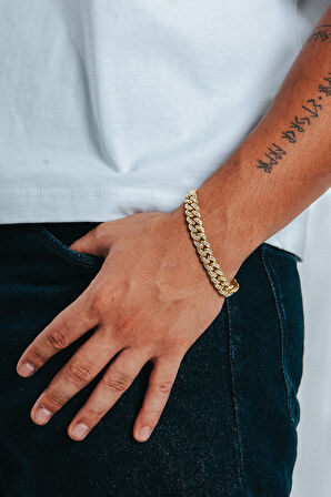 10mm Iced Out Cuban Chain Erkek Bileklik KA1378AL