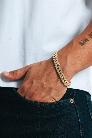 10mm Iced Out Cuban Chain Erkek Bileklik KA1378AL