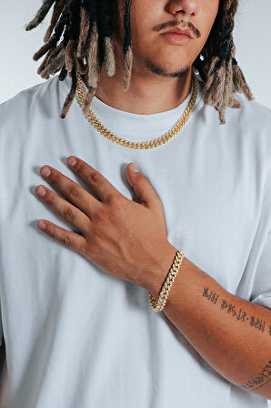 10mm Iced Out Cuban Chain Erkek Bileklik KA1378AL