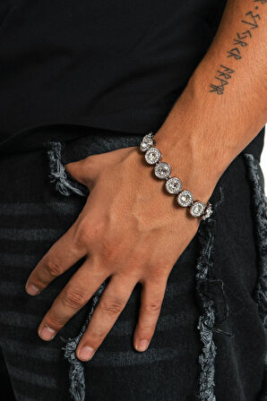 12mm Iced Out Round Tennis Chain Erkek Bileklik KA1380GM