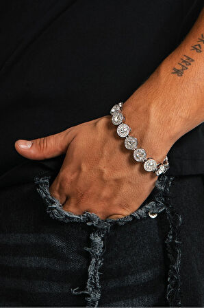 12mm Iced Out Round Tennis Chain Erkek Bileklik KA1380GM