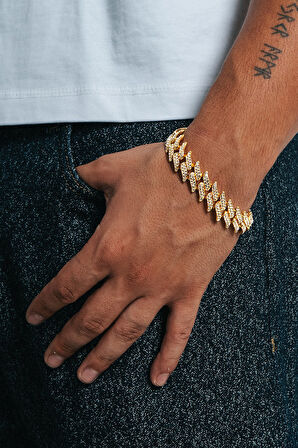 14mm Iced Out Crown Cuban Chain Erkek Bileklik KA1382AL