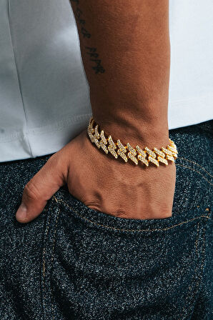 14mm Iced Out Crown Cuban Chain Erkek Bileklik KA1382AL