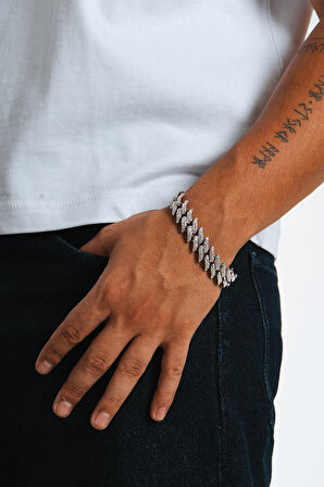 14mm Iced Out Crown Cuban Chain Erkek Bileklik KA1382GM