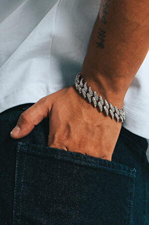 14mm Iced Out Crown Cuban Chain Erkek Bileklik KA1382GM