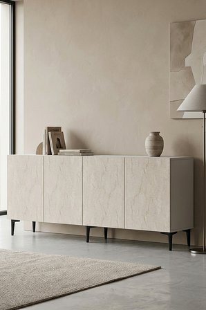 KA1899BT APLOS Konsol ve Tv Sehpası Beyaz - Traverten 180cm