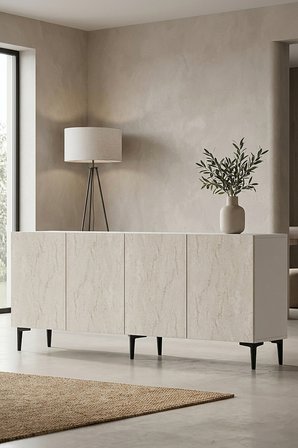 KA1899BT APLOS Konsol ve Tv Sehpası Beyaz - Traverten 180cm