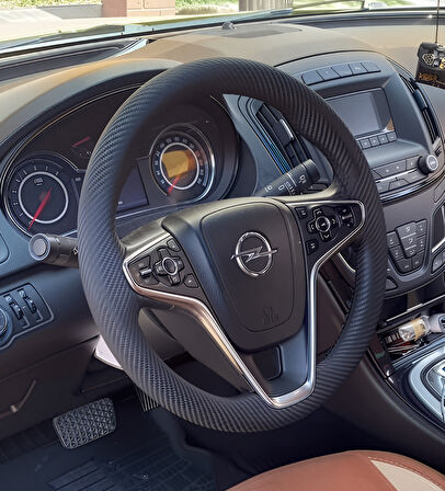 DİKİŞLİ DİREKSİYON KILIFI KARBON DERİ SİYAH DİKİŞLİ OPEL INSİGNİA OPEL ASTRA İÇİN